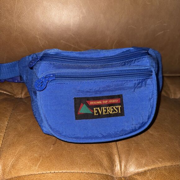 Vintage Everest Fanny Pack Navy Blue 3 Pocket Adjustable Hip Waist Bag Retro 90s - Picture 1 of 5